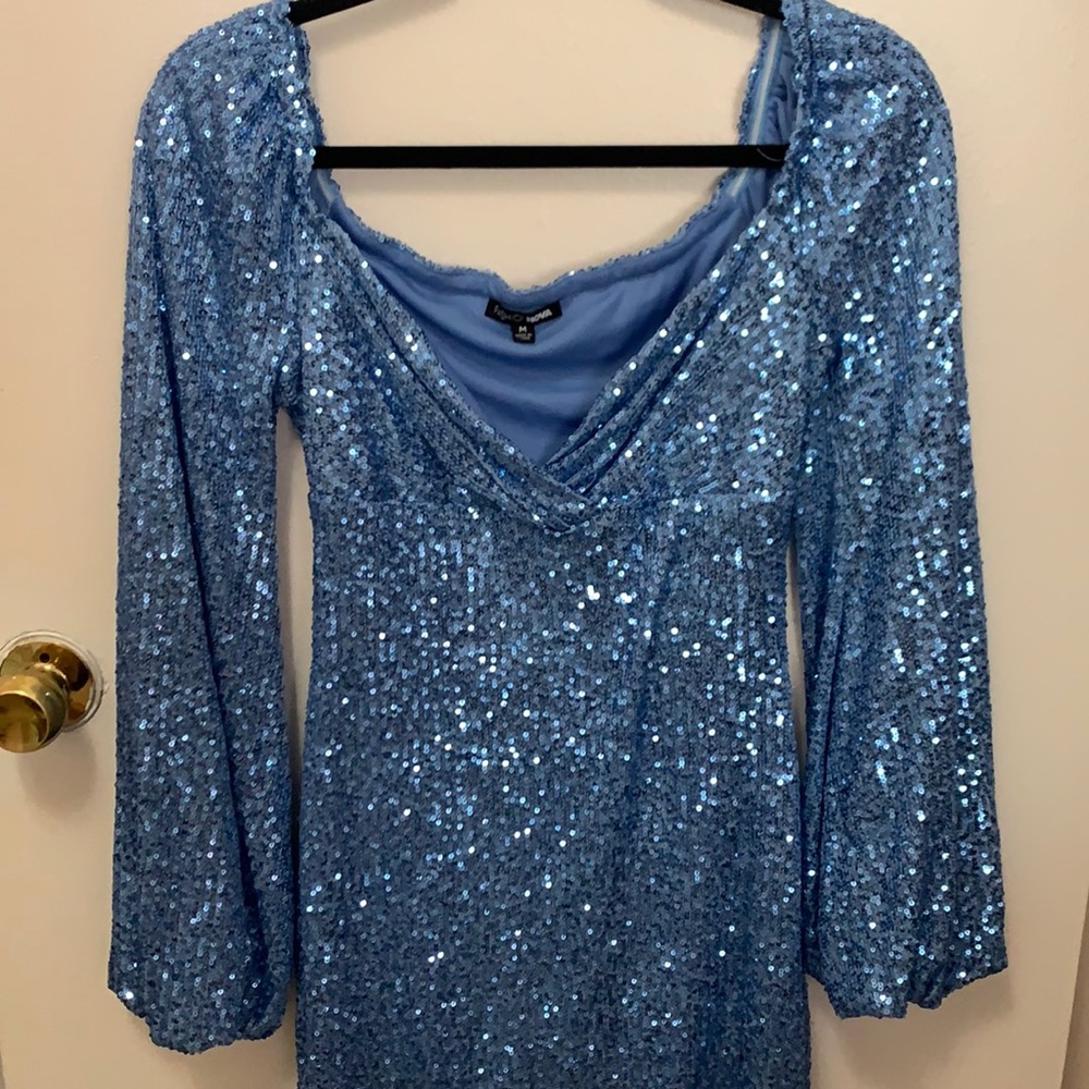 Women’s mini blue sequin dress